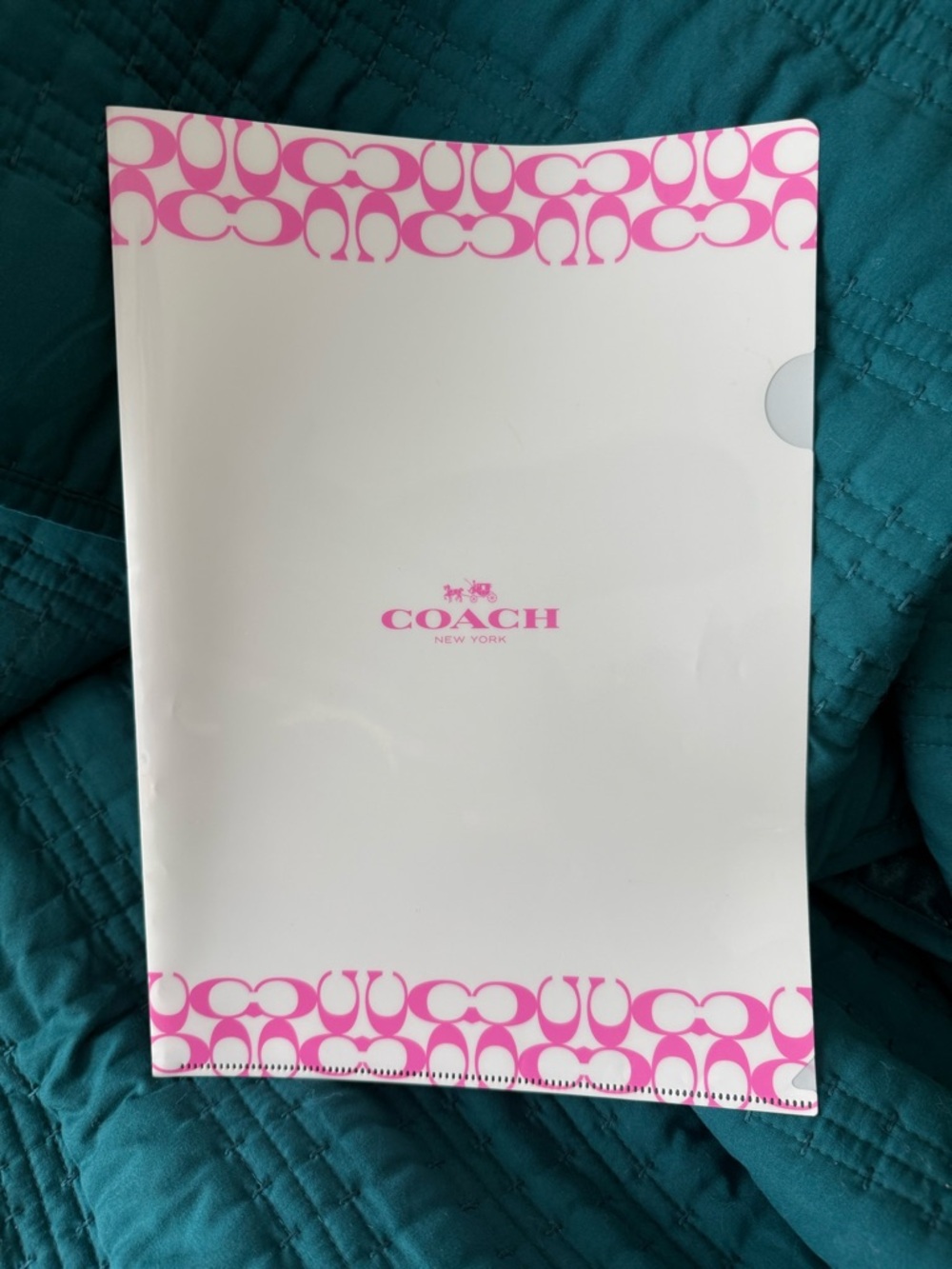 Coach White Document Sleeve with Pink Signature Motif